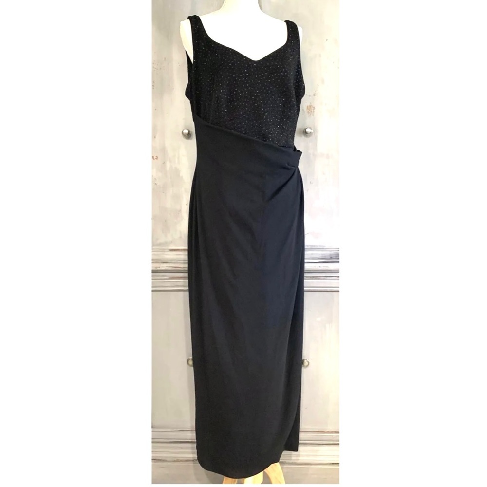 David Warren NY Vintage Black Dress Gown Sz 10/12 14